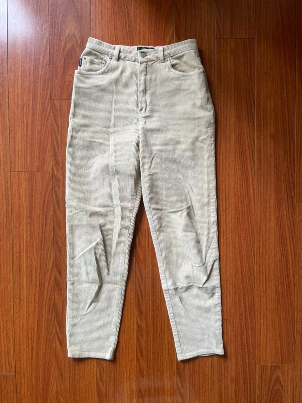 Lauren Ralph Lauren Petite Cream Corduroy Straight Leg Pants